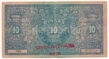 Szerb-Horvát-Szlovén Királyság 1919. 10D piros "40K" felülbélyegzéssel T:FVG Kingdom of the Serbs, Croats and Slovenes 1919. 10 Dinara with red "40 Kronen" overprint C:VG Krause P#17