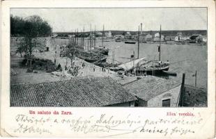 1900 Zadar, Zara; Riva vecchia / régi kikötő, hajók / old port, ships (EB)