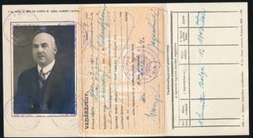 1940 Fényképes vadászjegy ezredes részére