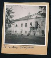 cca 1940 Lukanénye, Szlovákia, Majthényi-kastély, kartonra ragasztott fotó, feliratozva, 5,5×5,5 cm / Nenince