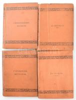 A Természettudományi Könyvkiadó-Vállalat 4 kötete: Krümmel Ottó: Az óczeán. Ford.: Csopey László.; Darvai Móricz: Üstökösök és meteorok.; Heller Ágost: Az időjárás.; Hartmann Róbert: Az emberszabású majmok és szervezetök. Ford.: Thirring Gusztáv. Bp., 1888, K. M. Természettudományi Társulat, VII+(1)+288 p.; VIII+272 p.; X+408 p.; 4 sztl. lev.+ 279+(1) p. Kiadói egészvászon-kötés, változó állapotban, helyenként sérülésekkel, foltokkal, néhány kijáró lappal.