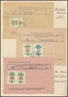 1957 Illetékbélyeg gyűjtemény 3 berakólapon. Összefüggések teljes okiratokon