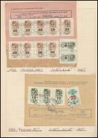 1957 Illetékbélyeg gyűjtemény 3 berakólapon. Összefüggések teljes okiratokon