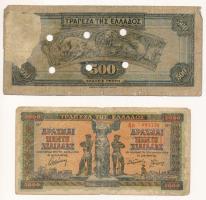 Görögország 1932. 500Dr lyukasztásokkal érvénytelenítve + 1942. 5000Dr T:VG Greece 1932. 500 Drachma...
