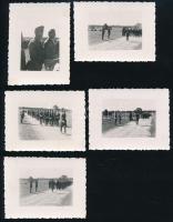 cca 1930-1940 Horthy-korszak, katonai díszszemle és kitüntetések kiosztása, 5 db fotó, 6×8,5 cm