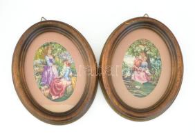 2 darab üvegevett ovális képkeret, 15x11,5 cm