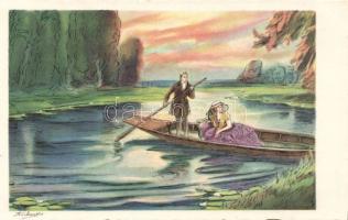 Romantikus pár, csónak s: Anbart, Romantic couple, boat s: Anbart