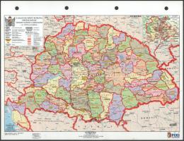 A Magyar Szent Korona országainak fontosabb települései és közigazgatása az 1910-es években. Modern térkép, hátoldalán a történelmi Magyarország címereivel, 22,5x29,5 cm