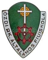 ~1930. "Ózdi Rk. Általános Fiúiskola" zománcozott bronz iskolajelvény (35x44mm) T:AU zománchiba
