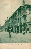 1940 Nagyvárad, Oradea; Orsolya szüzek palotája, Ausländer S. úri szabó, üveg, porcelán üzlet. Vidor Manó kiadása / nunnery, shops + "1940 NAGYVÁRAD VISSZATÉRT" So. Stpl (fl)