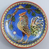 Kakasmintás asztalközép, jelzett, d: 23 cm