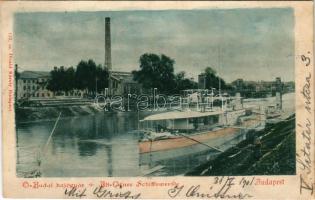 1901 Cs. és kir. Dunaflottilla monitorja Budapesten az óbudai hajógyárban. Divald Károly 133. sz. / K.u.K. Kriegsmarine Donauflottille / Austro-Hungarian Danube Fleet river guard ship in the shipyard of Óbuda (fl)
