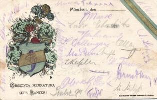 'Absolvia Merkatura sei's Panier' / Bavarian school alumni society coat of arms, litho