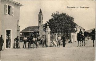 Basovizza, Bazovica; Vittorio Stein (Trieste) / street, bicycle, church (fl)