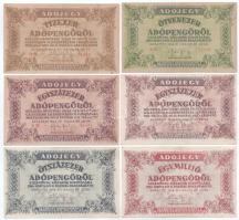 1946. 10.000AP - 1.000.000AP (6xklf) T:VF-F, mind szép papír Adamo P49, P50, P51, P51A, P52A, P53