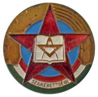 ~1970. "Szakérettségi" festett bronz iskolajelvény, sapkajelvény (35mm) T:AU,XF