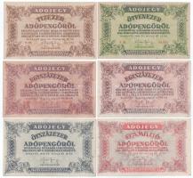 1946. 10.000AP - 1.000.000AP (6xklf) T:F, mind szép papír, közte eltolódott nyomat Adamo P49, P50, P51, P51A, P52A, P53
