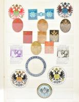 Osztrák és német levélzáró gyűjtemény cca 1880-1916 , nagyrészt I. vh. propaganda berakóban 16 lapon.  Collection of Austrian and German poster stamps circa 1880-1916, mostly in World War I propaganda on 16 sheets.