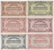 1946. 10.000AP - 1.000.000AP (6xklf) T:F, javarészt szép papír Adamo P49, P50, P51, P51A, P52A, P53