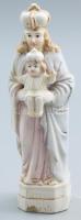 Koronás Szent Mária. Porcelán kegytárgy szobor, gyári hibával, m: 16,5 cm