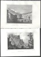 Ludwig Rohbock (1820-1883), 2 db metszet: A mehádiai fürdő és Detunata-Gola (Erdélyben). Acélmetszet, papír, jelzett a metszeten. 12x17 és 11x17 cm