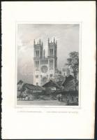 cca 1850 Ludwig Rohbock (1820-1883)-Georg Michael Kurz (1815-1883): A fóthi (fóti) szentegyház, Die neue Kirche in Foth, acélmetszet, papír, jelzett a metszeten, 15x12 cm