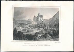Ludwig Rohbock (1820-1883): Törcsvár a Törcsvári szorosban (Erdély). Acélmetszet, papír, jelzett a metszeten. 12x17 cm