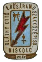 1975. "Bláthy Ottó Erősáramú Szakközépisk Miskolc - 25 év" zománcozott bronz iskolajelvény (18mm) T:AU