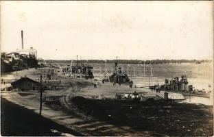 1916 Ruszcsuk (Rusze, Rustschuk), a Császári és Királyi Haditengerészet monitorai: elöl az SMS ENNS, mögötte az SMS KÖRÖS. Dunaflottilla / K.u.K. Kriegsmarine Donauflottille / WWI Austro-Hungarian Navy river guard monitors SMS ENNS and SMS KÖRÖS at Ruse (Russe), Bulgaria, Danube Fleet. photo (fl)