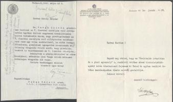 cca 1920-1930 4 db aláírás: Kultuszminisztériumi államtitkár, József nádor egyetem tanár, Magyar nemzeti diákszövetség vezetője, Hálaadás templom lelkész. Szép fejléces papírokon