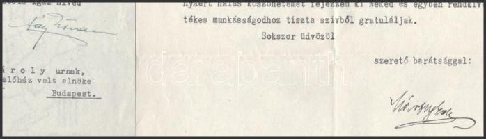 cca 1920-1930 4 db aláírás: Kultuszminisztériumi államtitkár, József nádor egyetem tanár, Magyar nem...
