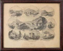 William French (1815-1898) : Ems látványosságai. Acélmetszet, papír, jelzett a metszeten, 19x23 cm. Üvegezett, kissé sérült fakeretben.