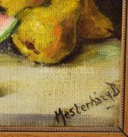 Mesterházy Dénes (1900-1949 körül): Csendélet. Olaj, vászon, falemezen, jelzett. Dekoratív, kissé sé...