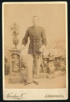 cca 1880 Barlay Oszkár portréja, keményhátú fotó Kirschner budapesti műterméből, 16,5×10,5 cm