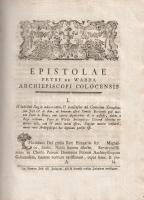 [Váradi Péter kalocsai érsek] Petrus de Warda: Epistolae cum nonnullis Wladislai II. Regis Hungariae...