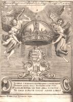 [Révay Péter] Petrus de Rewa: Commentarius de Sacra Regni Hungariae Corona, ad nostra usq[ue] tempora continuatus. (honoribus [...] domini Grancisci e comitibus Kalnoky de Körös-Patak [...] dum in [...] S. J. Academia Claudiopolitana, promotore R. P. Andrea Gall e Societate Jesu [...] suprema aa. ll. & philosophiae laurea insigniretur a neo-doctoribus condiscipulis dicatus anno Salutis M. DCC. XXXV. [Kolozsvár] Claudiopoli, [1735]. Typis Academicis Societatis Jesu, per Simonem Thadaeum Weichenberg. 1 t. (allegorikus rézmetszetű címkép) + [22] + 109 + [83] p. A Szent Koronáról megjelent első önálló munka, első kiadása 1613-ban, Augsburgban jelent meg. A szerző 1608 és 1622 között koronaőr volt. Justus Lipsius követőjeként és a rendi szempontú államelmélet első - egyben legeredetibb - magyar képviselőjeként emlegetik. Az általa viselt koronaőri tisztség felújítása a rendi politika vívmányai közé tartozott, a nemesi nemzet szimbólumának tekintett koronát ugyanis a Habsburgok 1608 előtt hosszú ideig külföldön őriztették. Művét a barokk rendi ideológia közvetlen előkészítőjeként tartják számon. Kritikai szemléletű történetírása keveredik a korona eredetének legendáiban és misztikus erejében való feltétlen meggyőződésével. Népszerűségét jelzi, hogy még a XVII. században több kiadást megért. Művelődéstörténeti szempontból a korona leírása teszi figyelemre méltóvá. Révay ugyanis az egyik lemezen Szűz Mária alakját vélte felfedezni, Weszprémi István pedig ugyanott Dukász Mihály bizánci uralkodó - ma is látható - alakját írta le 1790-ben. Akik szerint a teljes koronát II. Szilveszter pápa adományozta Szent Istvánnak, Révayra hivatkoznak. A ma uralkodó álláspont hívei - miszerint két önálló részt egyesítettek - pedig azt vallják, hogy a koronaőr tévedett. Példányunk címképmetszete verzóján régi, kézzel merített papírral megerősítve. A címlapon régi gyűjteményi bélyegzés. Korabeli, öt bordára fűzött, gerincén kopott aranyozású egészbőr kötésben, piros festésű lapszélekkel. Jó példány.