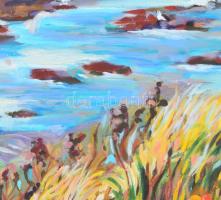 Jelzés nélkül: Vízparti táj. Olaj, vászon. Dekoratív fakeretben. 56x71 cm