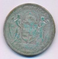 1930. 5P Ag "Horthy jobbra" T:F patina
Adamo P8