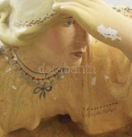 cca 1920-1945, KS Bechyne Manufaktúra: Parasztlány figurájával díszített kandallóóra. Festett gipsz,...