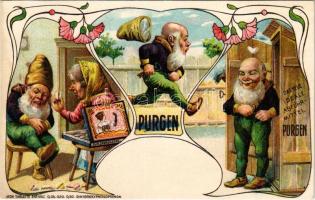 Purgen / Dwarfs. Art Nouveau, floral, litho (EK)