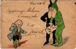 1898 (Vorläufer!) Dwarfs made with hand drawing. 2 Kreuzer Ga (gyűrődések / creases)