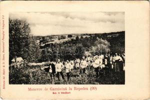 Oroszkő, Kirva, Ruszkirva, Repedea (Máramaros); Manevre de Garnisona la Repedea 1899. Bat. 4. Vanatori / Román helyőrségi manőverek Oroszkőben 1899-ben. 4. vadász zászlóalj. Editura Ad. Maier &amp; D. Stern / Romanian garrison maneuvers in Repedea in 1899, light infantry (EK)