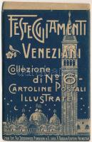 Venezia, Venice; Festeggiamenti Veneziani. Collezione di No. 6. Cartoline Postali Illustrate. Stab Lit. Tip. Zecchinato Pandiani &amp; C. succ. F. Guggia. Editori Venezia / 6 pre-1945 unused litho art postcards with the advertisement of Hotel Restaurant Cavalletto, in its own paper case