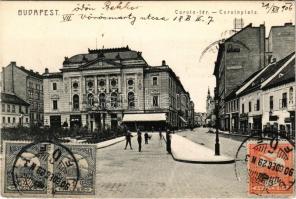 1906 Budapest I. Budai főutca, Corvin tér, Vigadó kávéház és vendéglő, drogéria, Kardos, Kiss László üzlete (EK)