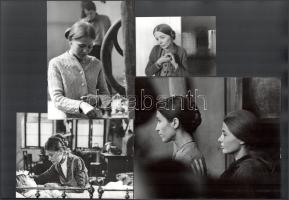 Törőcsik Mari (1935-2021) színésznő filmjelenetekben, 4 db hátoldalon feliratozott fotó, 9×12 és 22×19 cm közötti méretekben