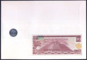 Mexikó 1977. 20P T:I + 1985. 1P T:1- nagyalakú bélyeges, érmés-bankjegyes borítékon, ismertetővel