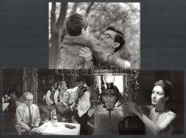 1965-1969 Filmjelenetek, 3 db hátoldalon feliratozott fotó (Iszony, Apa, A veréb és madár), 13×8 cm