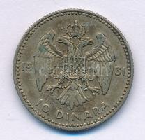 Jugoszlávia 1931. 10D Ag "I. Sándor" T:XF,VF patina Yugoslavia 1931. 10 Dinara Ag "Alexander I" C:XF,VF patina Krause KM#10