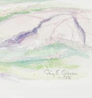 Stig E. R. Olson (-): Tengerparti táj. Akvarell, papír. Jelezve jobbra lent. 17x22 cm. Üvegezett, ki...