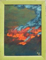 Bor jelzéssel: Színes táj. Olaj, farost. 30x22 cm. Dekoratív fakeretben.